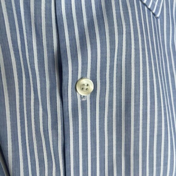 MICHAEL Michael Kors blue/white stripe button front/cuffs shirt. 16 1/2 34-35. - Picture 5 of 6
